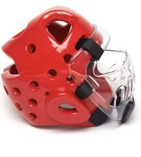 Head Protector Men/Women MMA Protective Gear Head Guard Red Sz L Open Box