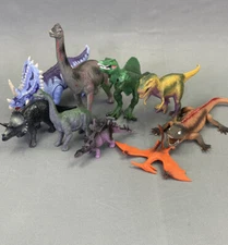Lot Of 9 Dinosaurs Colorful Detailed Hard Plastic Figures Toys