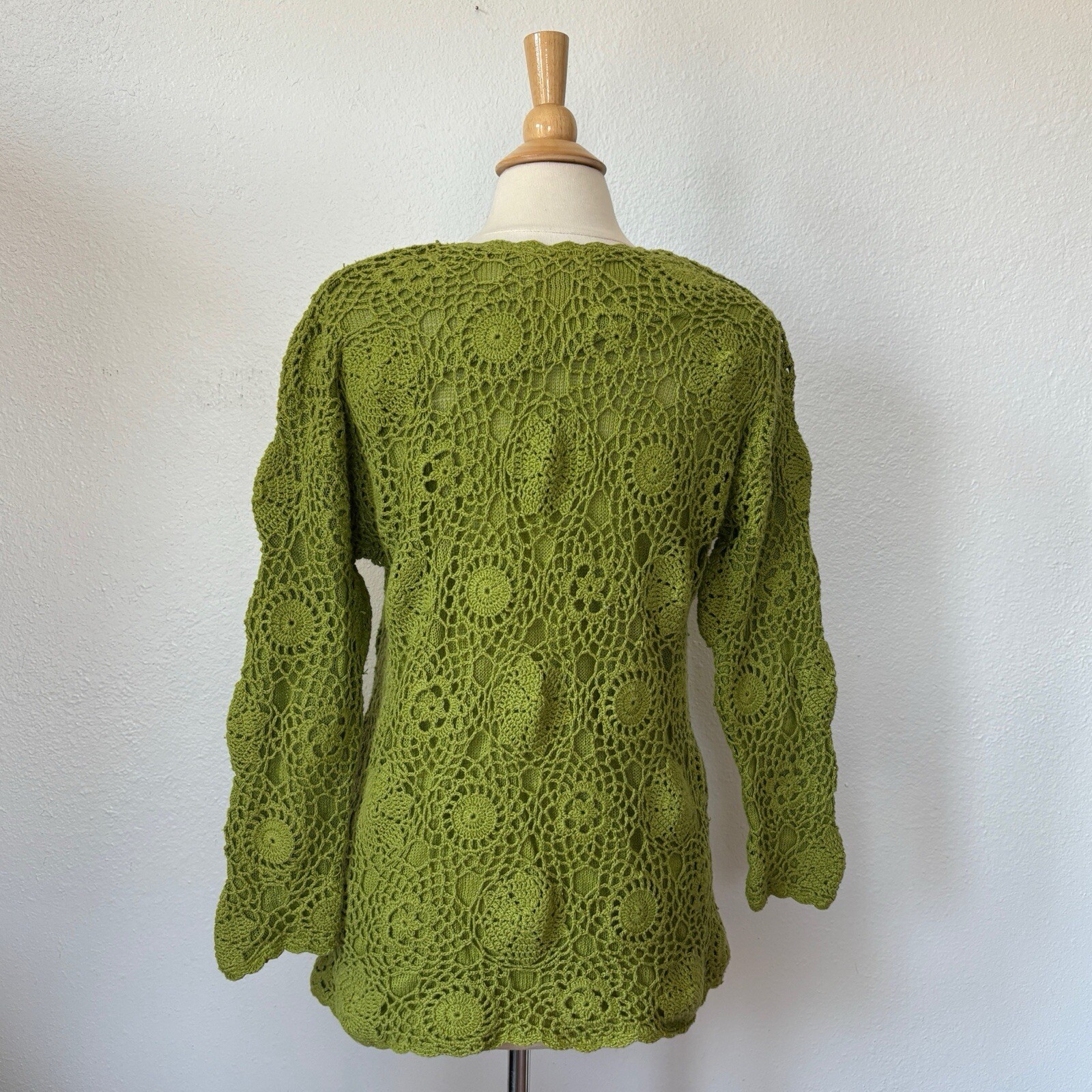 Vintage Shenanigans Solid Green Hand Knitted V-Ne… - image 4