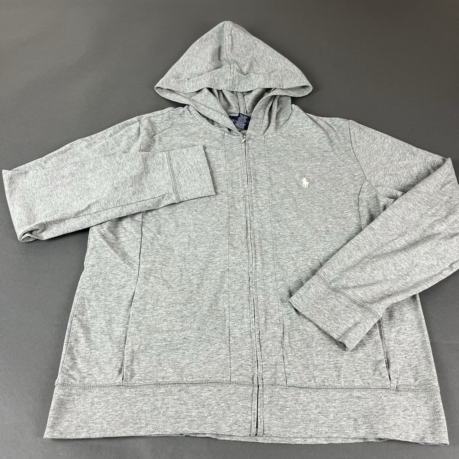 Giacca con cappuccio Ralph Lauren vintage full zip bianca pony grigia donna taglia media