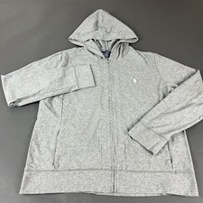 Vintage Ralph Lauren Hoodie Jacket Full Zip White Pony Gray Women Size Medium