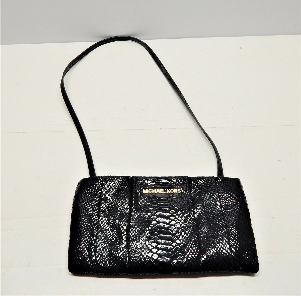Michael kors hotsell black snakeskin bag