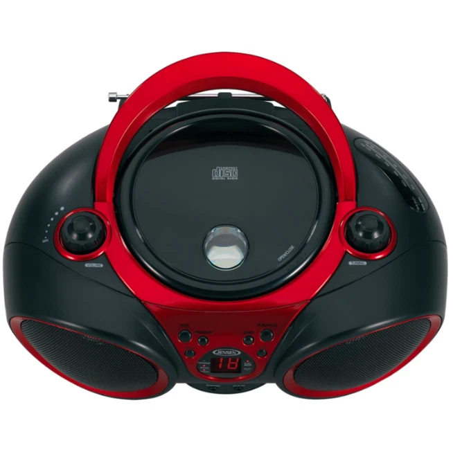 Reproductor de CD estéreo compacto rojo portátil con radio estéreo Am/Fm compatible con CD-R/RW Foto 3 de 4