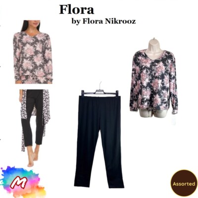 NWT Flora by Flora Nikrooz M Jenna Sweater-Knit Top & Black Pant T90527 Assorted
