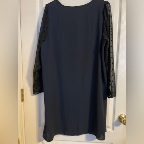 NWT ModCloth Navy Polka Dot Embossed Long Sleeve Above the Knee Dress Size 1X - Picture 2 of 7