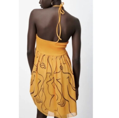 Zara x Dina Bukva Halter Neck Dress Orange Bali Tulum Tropical Size Small |  eBay