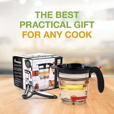 Fat Separator With Bottom Release 4 Cup Gravy Separator + 3 in 1 Peeler Bundle