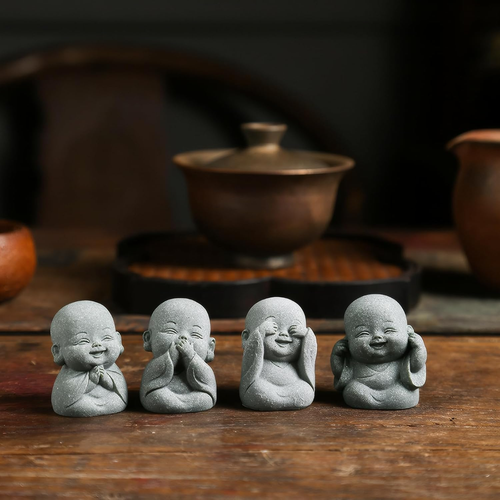 Set Statua Buddha 4 in 1 per Decorazione Spirituale, Feng Shui, Zen e Interno/Esterno - Foto 2 di 12