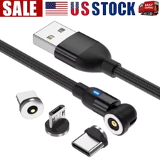 180°+360° Rotate Magnetic Charger Cable Phone Fast Charging Type C Micro USB Lot