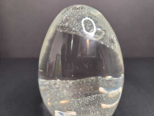 Vintage Murano Renato Anatra Clear Art Glass Paperweight Bubbles Signed - Picture 8 of 10
