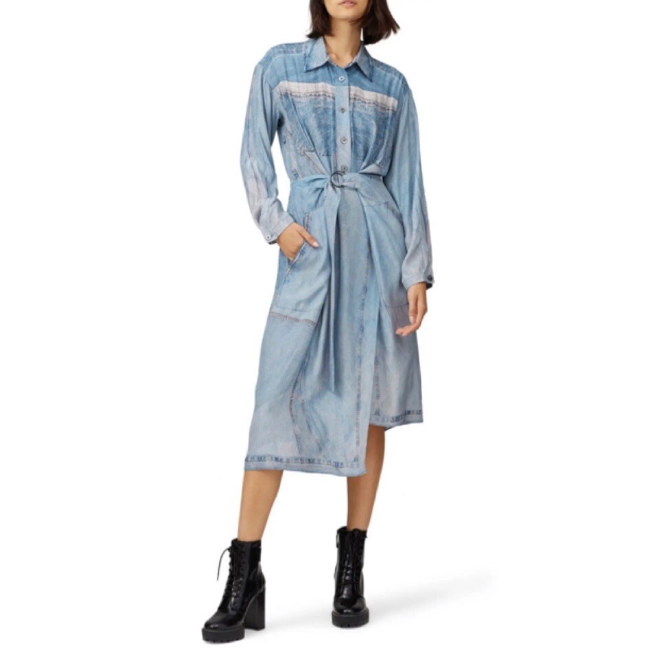 white christmas dresses Long Denim Dress Light Blue Denim / S