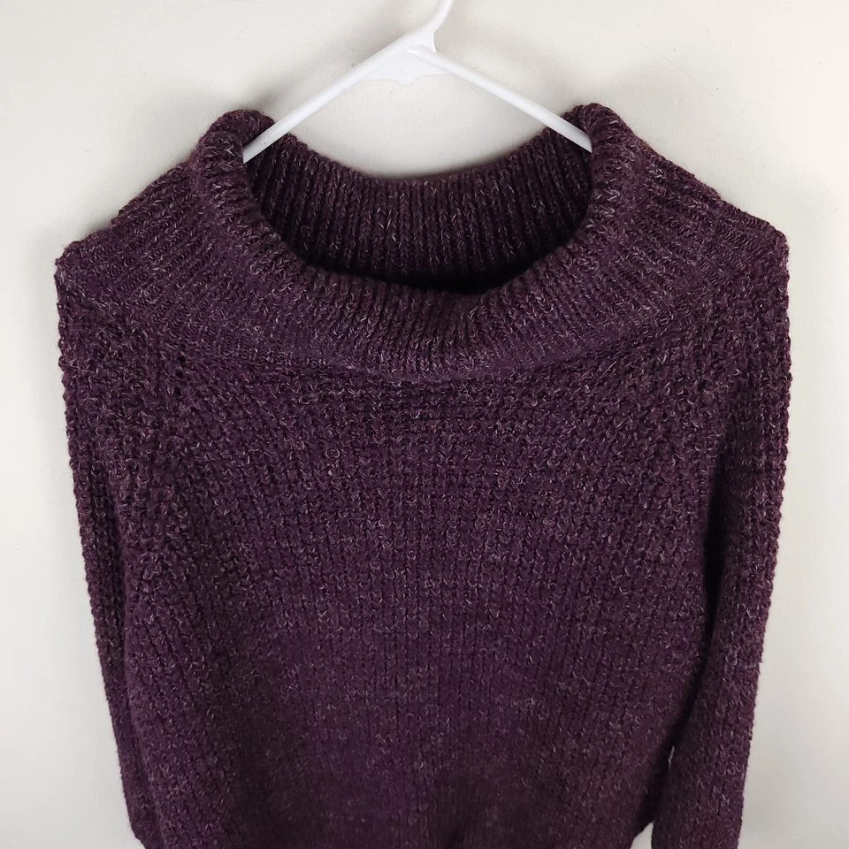 Suéter Free People Mujer Grande Púrpura Lana Acrílico Suelto Cuello Alto Relajado Foto 3 de 4