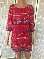 Women's Old Navy XS Ruby Red Paisley Print Silky Shift Dress