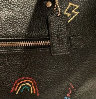 🐼💦 Coach C8365 🐼💦 Black Leather Gallery Diary Embroidery
