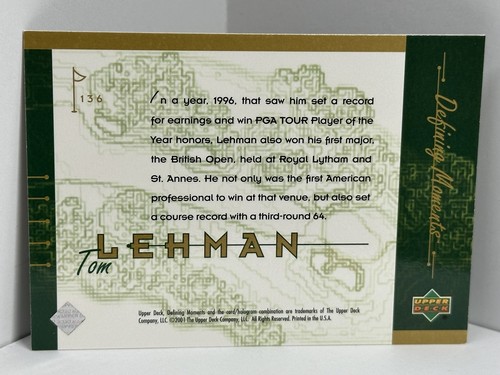2001 Upper Deck #136 Tom Lehman - Picture 2 of 2