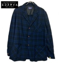 Pendleton Blue 50s Check Wool Tailored Jacket Button Detail Men's Navy