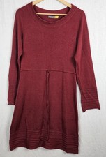 Cabela's Sweater Dress Drawstring Waist Sz M Burgandy Cable Knit Trim Comfort