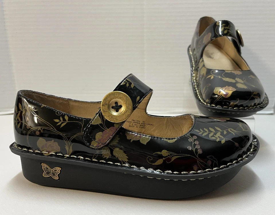 Alegria Paloma Mary Jane PAL-504 Shoes Sz 38 US 8/8.5 Black Patent Leather EUC - Image 2 of 4