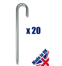 Heavy Duty Galvanised Steel Ground Stakes - Metal Tent Pegs - 10mm x 300mm