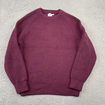 Fair Harbor Sweater Mens XL Wine Shaker Stitch Organic Cotton SeaWool Crewneck