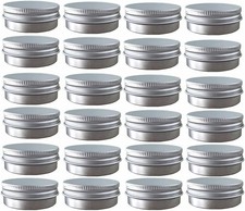 24 Pack 1 Oz/30Ml Screw Top round Aluminum Tin Cans, Metal Tin Storage Jar Con