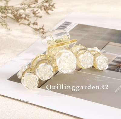 3D Pearl Rose Transparent Hair Claw Clip   hot trend 2025. Free Shipping