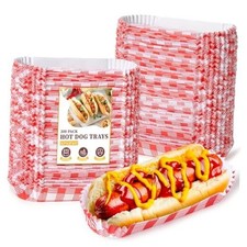 300 Pcs Paper Hot Dog Trays, Small Disposable Hot Dog Boats Fluted to Go Food