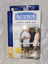 Activa CoolMax Athletic Calf Socks 20-30mmHg White Large by activa