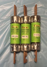 (3) BUSSMANN FUSETRON FRN-R-100 DUAL-ELEMENT TIME DELAY FUSES  RK5 250VAC/125VDC