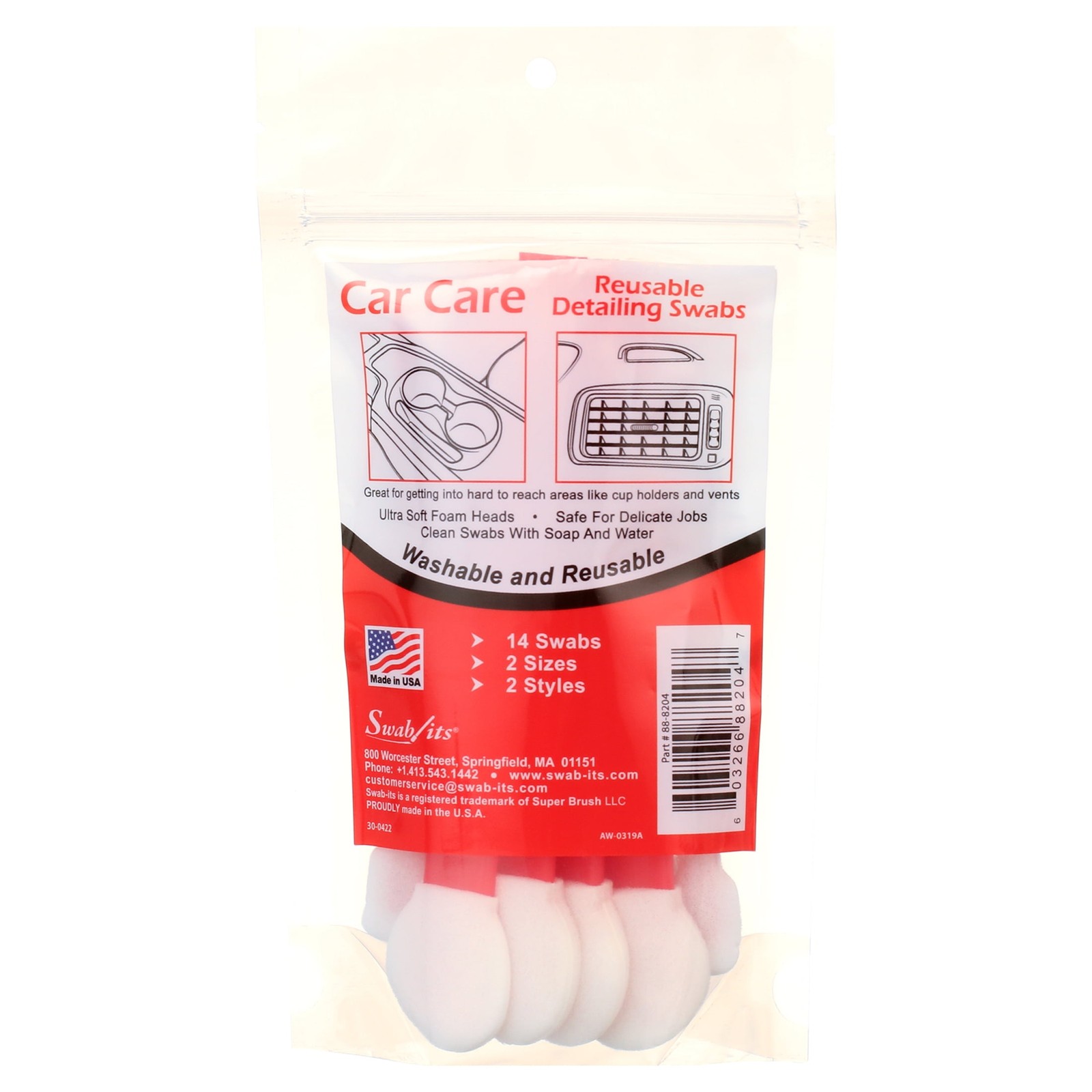 New Swab-its Car Care Detailing, 14 Washable and Reusable Foam Cleaning Swabs