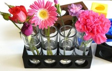 Mini Glass Tube Vase w Stand Plant Propagation Station Thick 2 oz 60 ml Shot