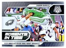 2025 Panini Mosaic SAQUON BARKLEY #5 Moments In Time Reverse Hurdle - Eagles