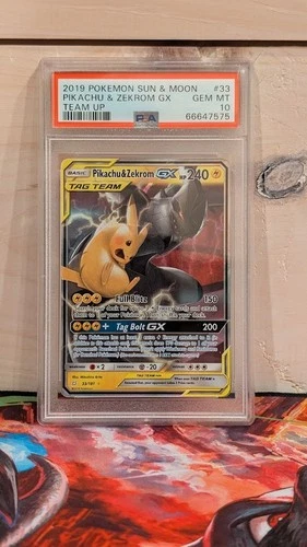 PSA 10 Pikachu & Zekrom GX 33/181 Holo Team Up 2019 Pokemon