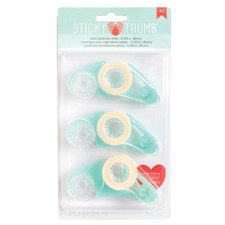 American Crafts Sticky Thumb Adhesive Refills 3/Pkg-Permanent Solid 26.2yd