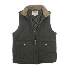 Weatherproof Men's Heritage Brand Workwear Vests Sz M Green Canvas Sherpa Collar