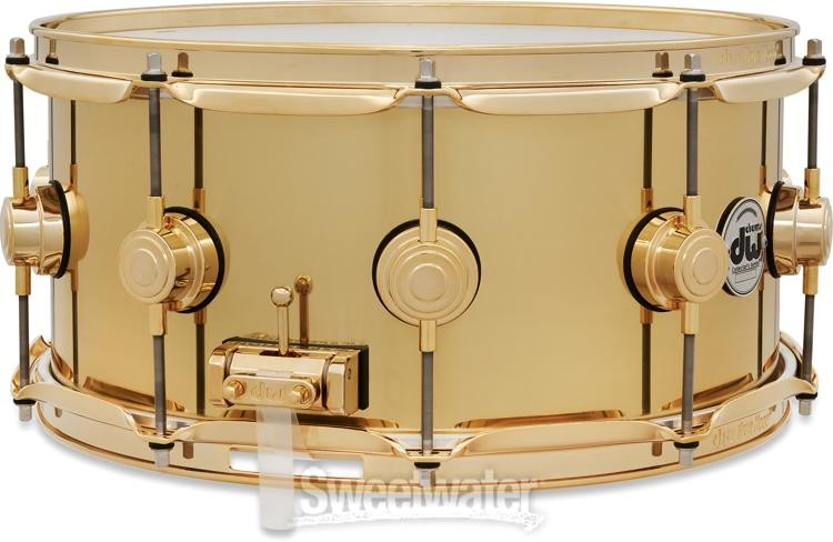 DW DRVN6514SPG 6.5X14 inch Brass Polished Snare Drum for