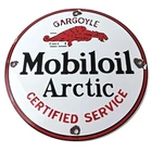 Vintage Mobil Sign - Pegasus Mobiloil Gas Pump Service Artic Porcelain Sign