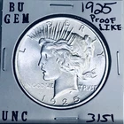 1925 P BU GEM PEACE SILVER DOLLAR UNC MS+++ U.S. MINT RARE COIN 3151