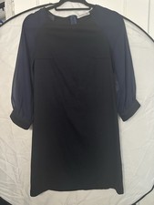 Navy Blue Midi Dress See Through Long Sleeve Made In Ukraine