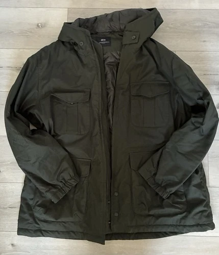 Uniqlo x Engineered Garments PUFFTECH Utility Parka Jacket Mens XL Olive Green video thumbnail