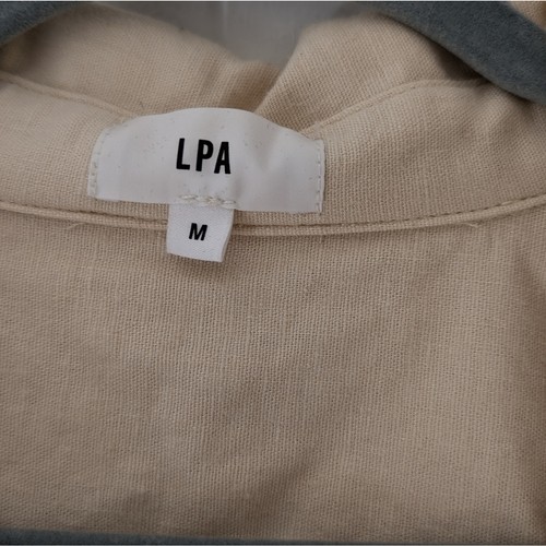 NWT LPA Karolina Long Sleeve Cream Linen Blend Romper, size M - Picture 4 of 9