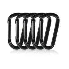 20x Black Carabiners Push Spring Snap Clip Hook Keychain Key D-Ring Hiking Small