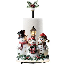 Snowman Christmas Paper Towel Holder with Round Base Christmas Bathroom Decor...