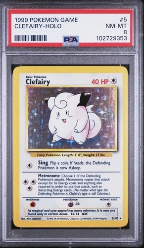 Pokemon TCG - Clefairy 5/102 Base Set Holo Rare   - PSA 8 NM/MT
