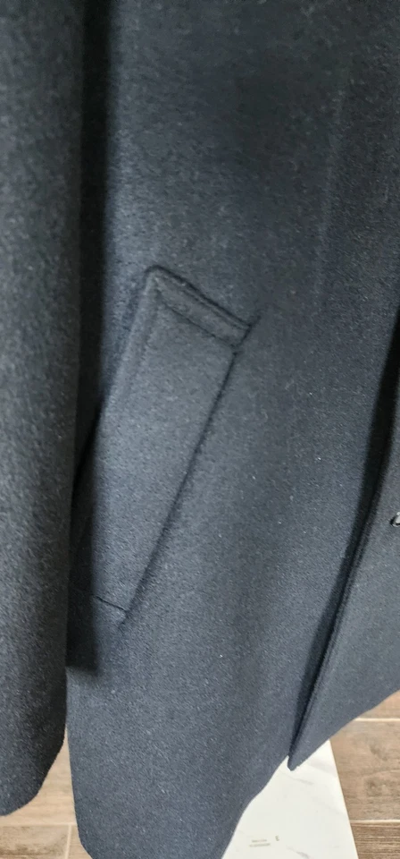 Stafford Overcoat Mens 46L Black 80% Wool Top Coat Casual Career Fall Winter - Image 4 of 4