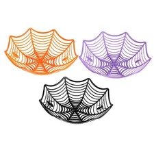 3 Pieces Halloween Spider Web Candy Bowls Set Snacks Trays in Orange Black