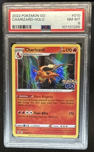 2022 Pokemon SWSH Pokemon GO Charizard Holo #010/078 PSA 8