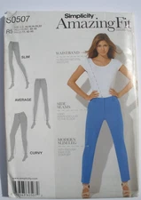 Simplicity 1696 /S0507 Pattern Fly Pants 2 Lengths Slim Average & Curvy 14-22 UC