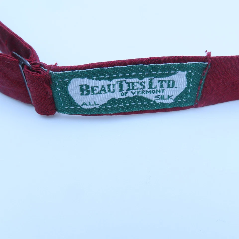 Beau Ties Ltd. Bow Tie Silk Self Tie Red Solid Textured USA - Image 3 of 4