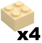 Lego 4 New Brick Tan 2 x 2 Stud STAR WARS CASTLE Block Building Part 3003 TN4